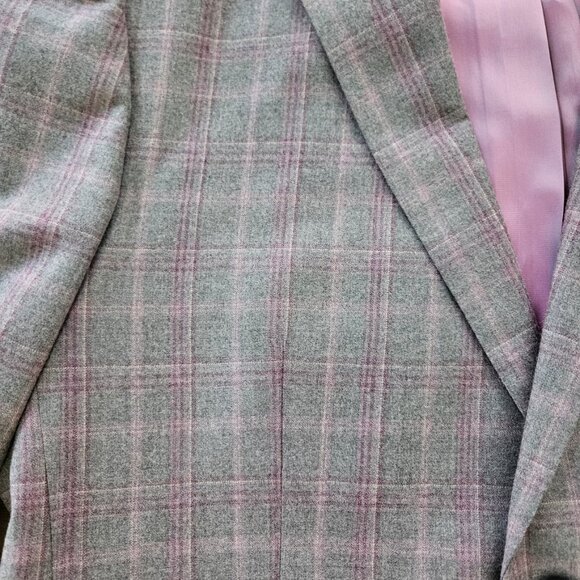 NWT Daniel Hechter Lightweight Gray/Purple Plaid Wool Sport Coat - Men's 44R - Picture 3 of 16